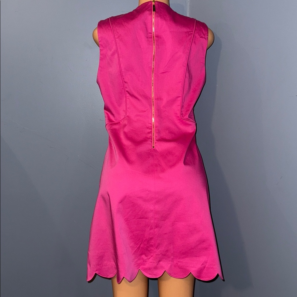 Julie Brown NYC Hot Pink Scalloped Hem Shift Dress | Size 8 - Picture 4 of 7